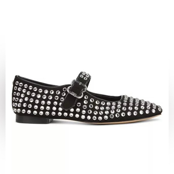 NEW NIB Sam Edelman Michaela Black Studded Mary Jane Womens Flats 8 - Picture 2 of 6